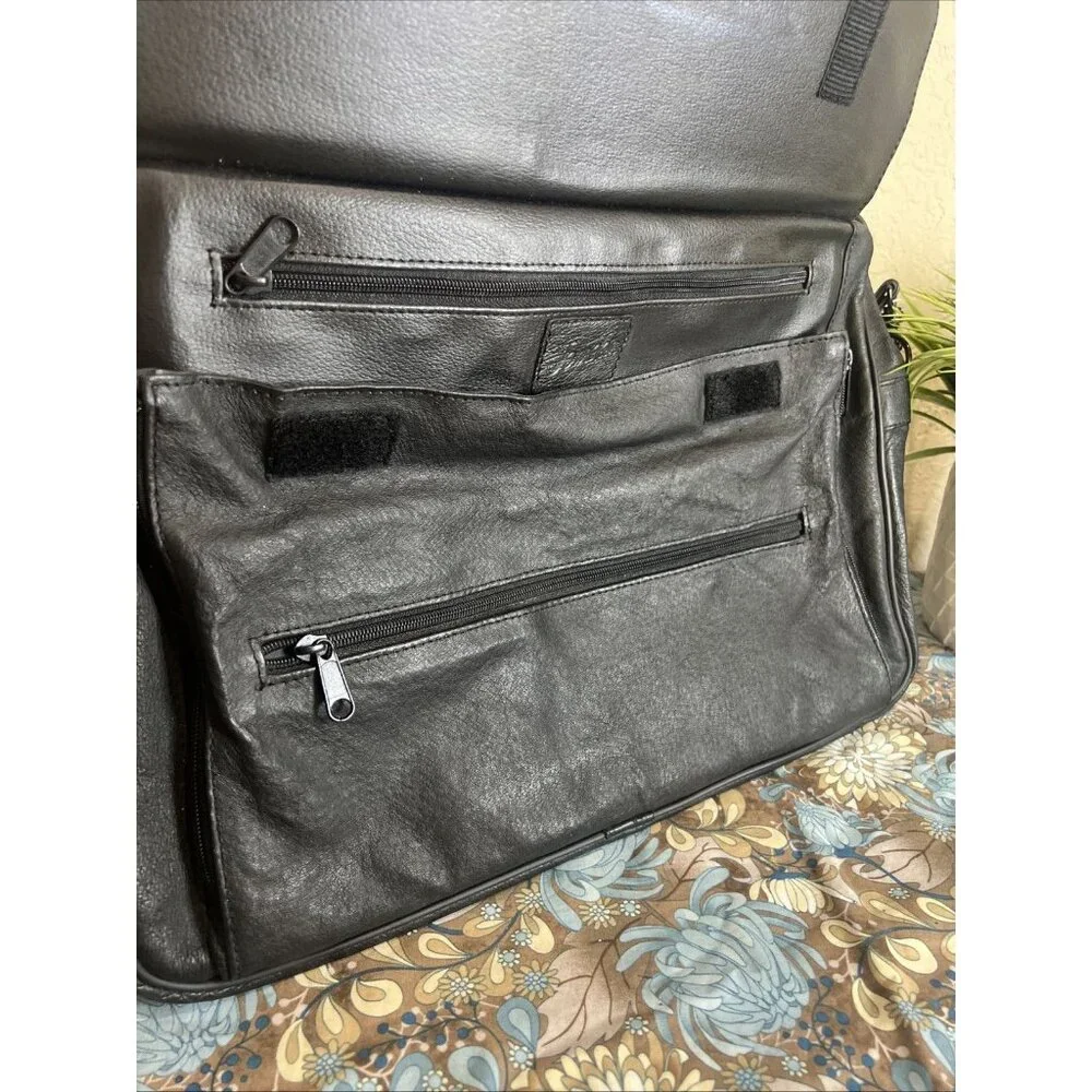 JOURDAN (Vintage) Black Leather Nylon Laptop Messenger Shoulder Bag Carry Case